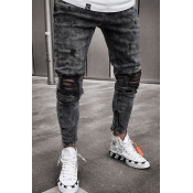 Lovely Casual Broken Holes Black Cotton Pants