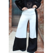 Lovely Black/White Hight Waist Patchwork Pants(Wit
