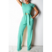 Lovely Light Green Two-piece Pants Set