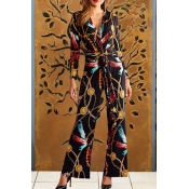 Lovely Bohemian Print Jumpsuit(With Elastic)