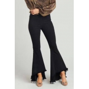 Lovely Casual Black Flared Trousers