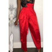 Lovely Casual Mid Waist Red Pants