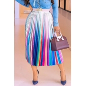 Lovely Casual Color Block Ankle Length A Line Skir