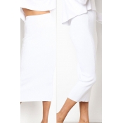 Lovely Casual Straight White Ankle Length Skirts