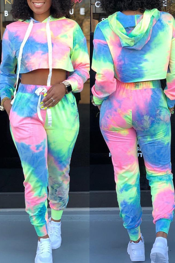 

Lovely Casual Hooded Collar Multicolor Two-piece Pants Set