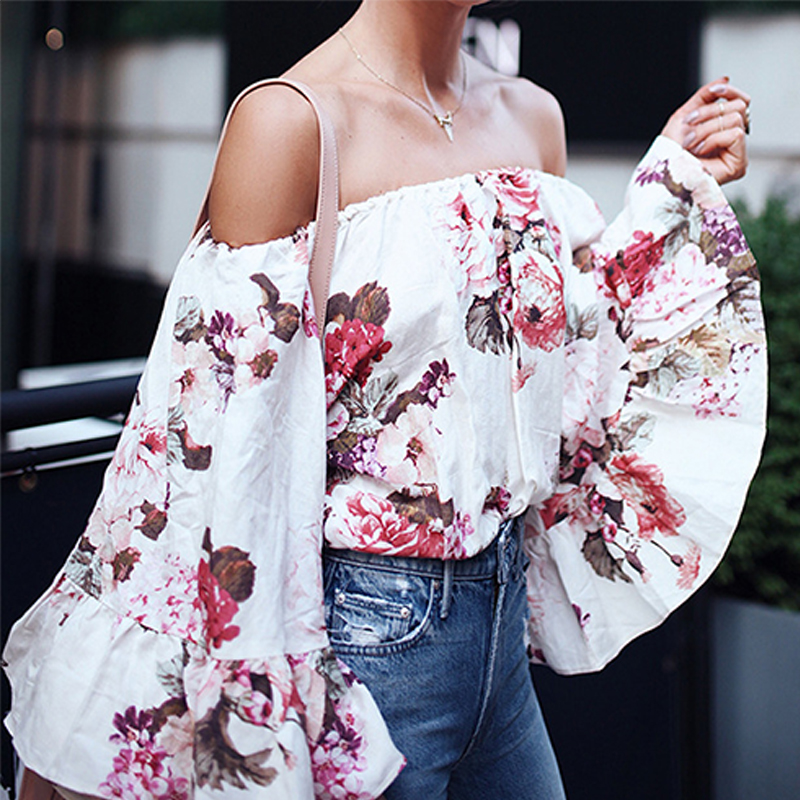 

Lovely Bohemian Flare Sleeves Printed Shirts