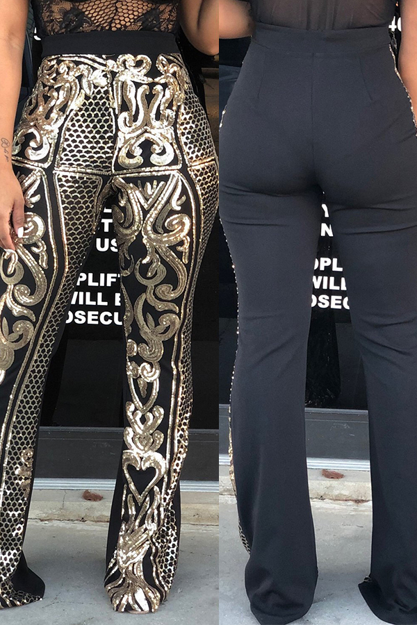 

Lovely Stylish High Waist Printed Patchwork Pants(With Elastic)