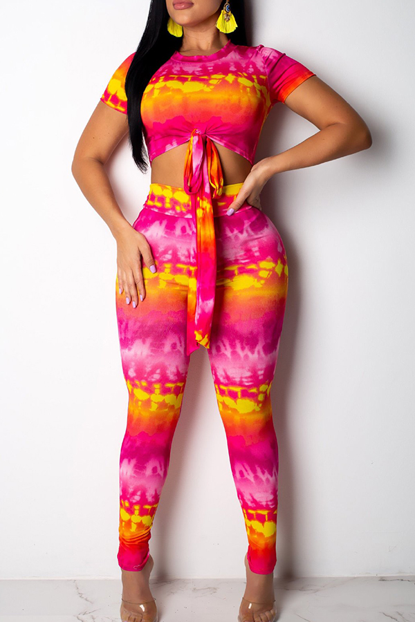 

Lovely Work Tie-dye RedTwo-piece Pants Set