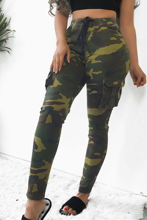 

Lovely Leisure Camouflage Printed Army Green Pants(With Elastic)