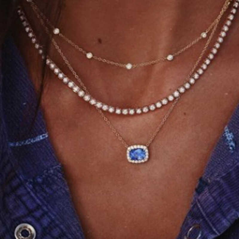 

Lovely Bohemian Rhinestone Decoration Gold Necklace