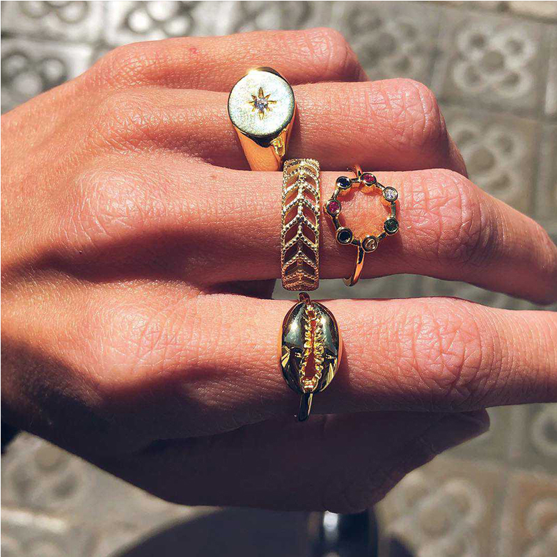 

Lovely Chic Punk Gold Alloy Ring（4-Piece）