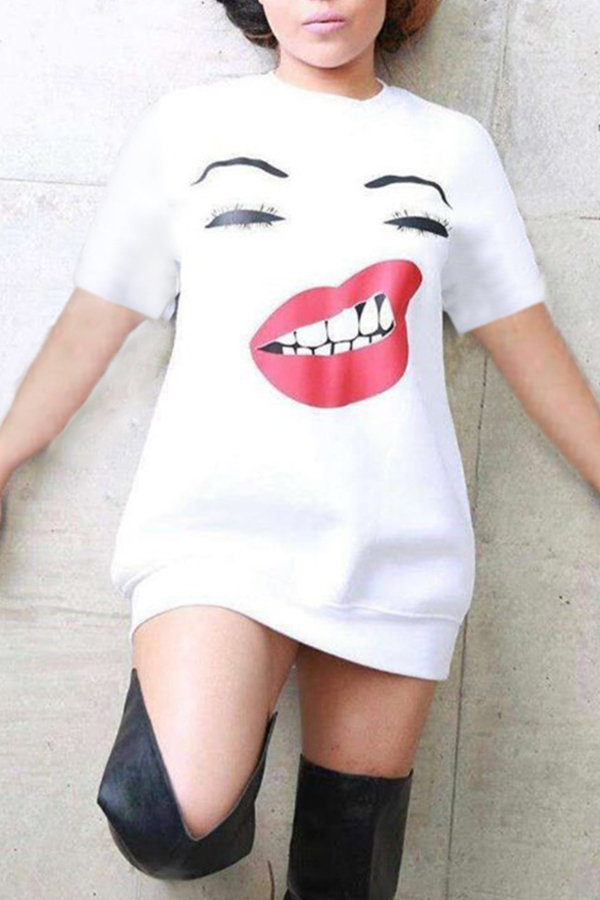 

Lovely Casual Character White Mini Dress