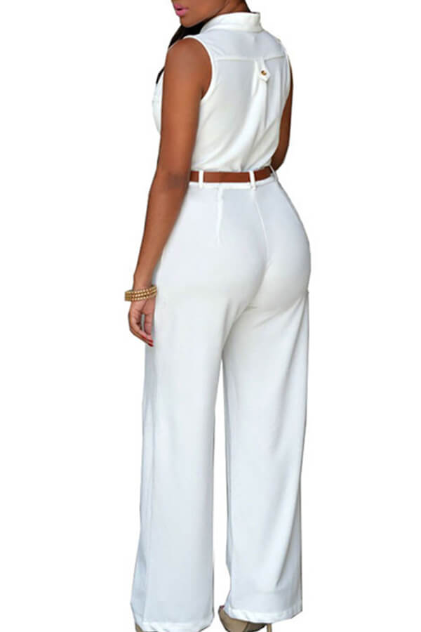 Lovely Casual Loose White One-piece Jumpsuit(With Belt)_Jumpsuit ...