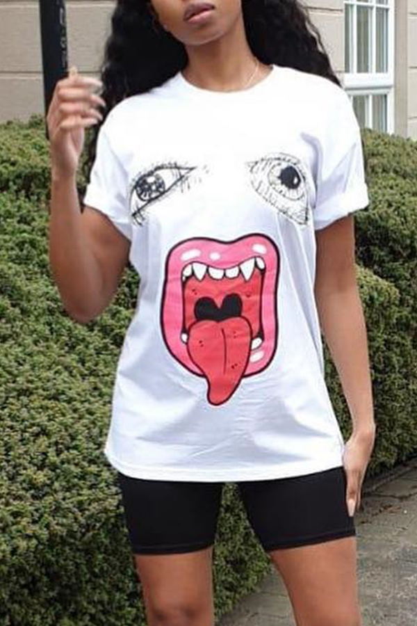 Lovely Casual Printed White T-shirt