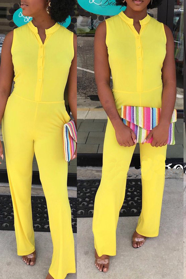 

Lovely Stylish Tank Sleeveless Yellow One-piece Jumpsuit