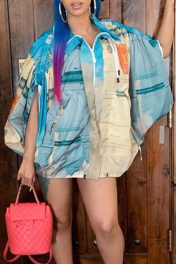 Lovely Casual Printed Multicolor Coat