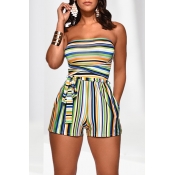 Lovely Casual Striped One-piece Romper