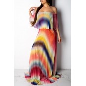 Lovely Casual Color-lump Multicolor Floor Length D