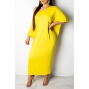 Lovely Casual Batwing Sleeve Loose Yellow Ankle Le