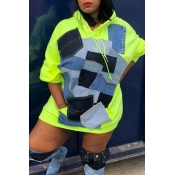 Lovely Casual Hooded Collar Patchwork Mini Dress(W