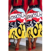 Lovely Bohemian Letter Printed Yellow Ankle Length