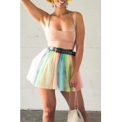 Lovely Sweet Multicolor Patchwork Two-piece Skirt 