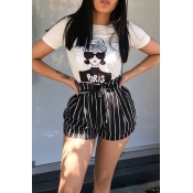 Lovely Casual Cartoon Printed White T-shirt