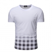 Lovely Casual Plaid Printed White T-shirt