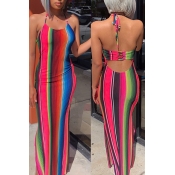 Lovely Leisure Striped Multicolor Maxi Dress