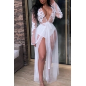 Lovely Sexy See-through White Ankle Length Dress (
