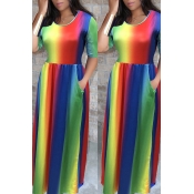Lovely Casual Tie-dye Floor Length Dress