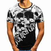 Lovely Leisure Skull Head Printed Black T-shirt