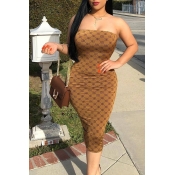 Lovely Sexy Off The Shoulder Brown Knee Length Dre