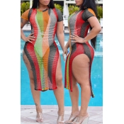 Lovely Sexy Hollowed-out Red Beach Dress