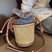 Lovely Casual Weaving Design Plaid Light Pink Cros
