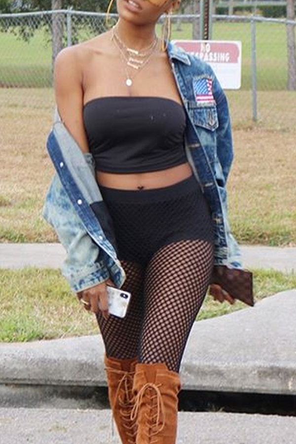 

Lovely Casual Off The Shoulder Black Two-piece Pants Set