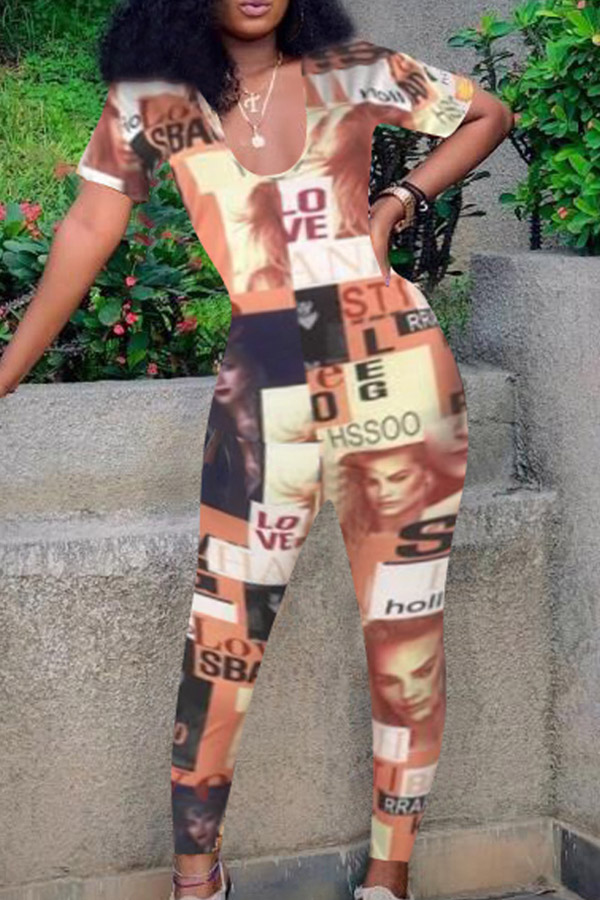 

Lovely Leisure Letter Printed One-piece Jumpsuit(With Elastic)