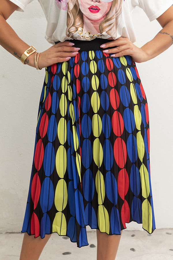

Lovely Casual Dot Printed Ankle Length A Line Skirt