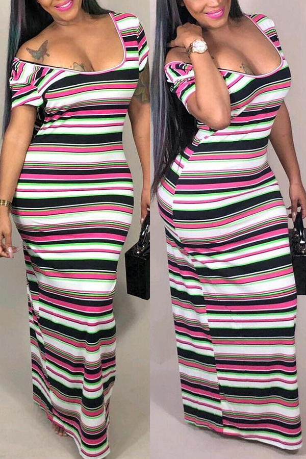 

Lovely Casual U Neck Striped Ankle Length A Line Dress