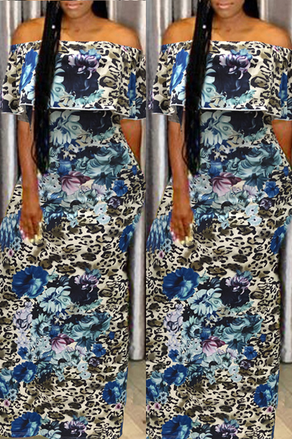 

Lovely Casual Off The Shoulder Printed Floor Length Dress