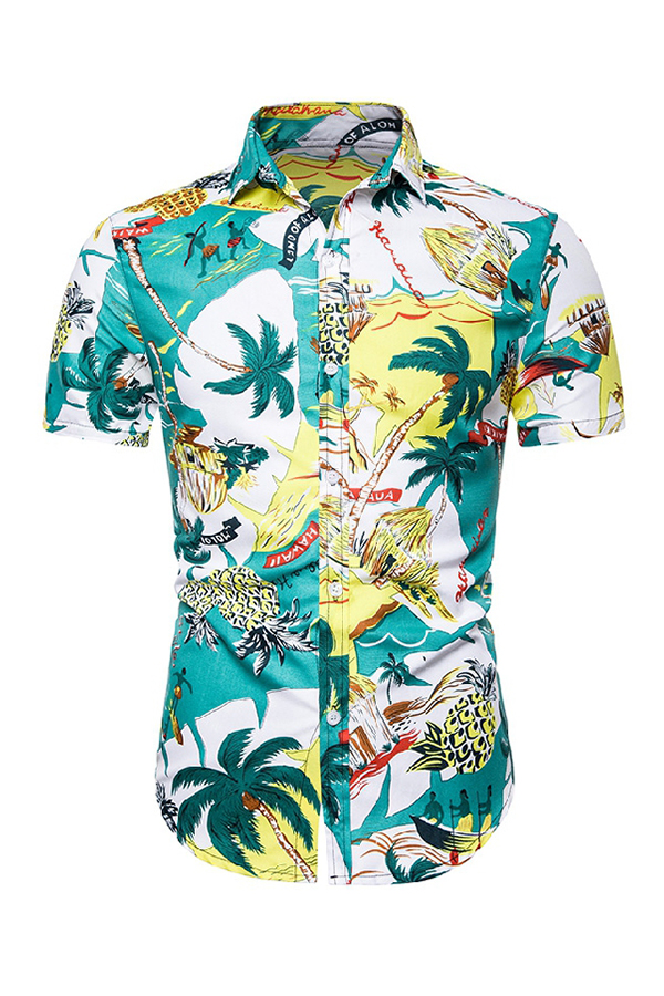 Lovely Casual Printed Green Two-piece Shorts Set