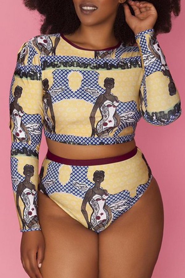 

Lovely O Neck Printed Multicolor Tankinis, Multi