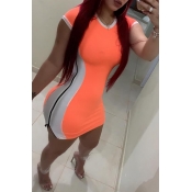 Lovely Leisure Short Sleeve Patchwork Orange Mini 