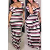Lovely Casual Striped Multicolor Maxi Dress
