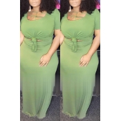 Lovely Casual Hollow-out Green Two-piece Skirt Set