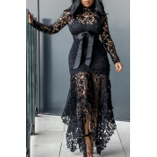 Lovely Sexy Lace Patchwork Asymmetrical Black Ankl