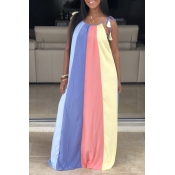 Lovely Casual Spaghetti Straps Striped Multicolor 