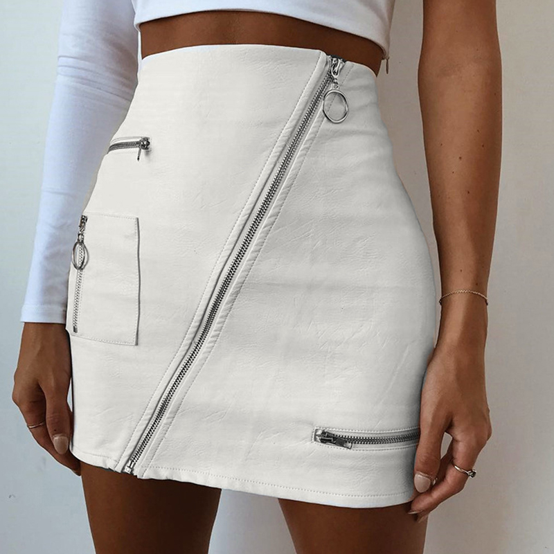 Lovely Casual Zipper Design White Mini A Line Skirt