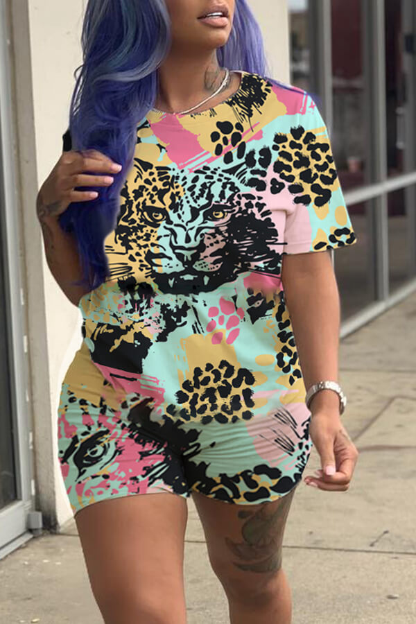 

Lovely Casual Printed Multicolor Two-piece Shorts Set, Multi