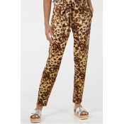 Lovely Casual Leopard Printed Yellow Pants